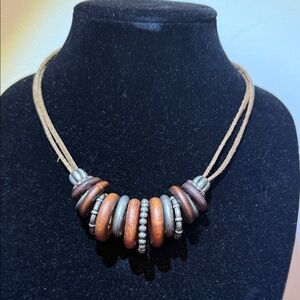 Silver and Brown Beaded Necklace